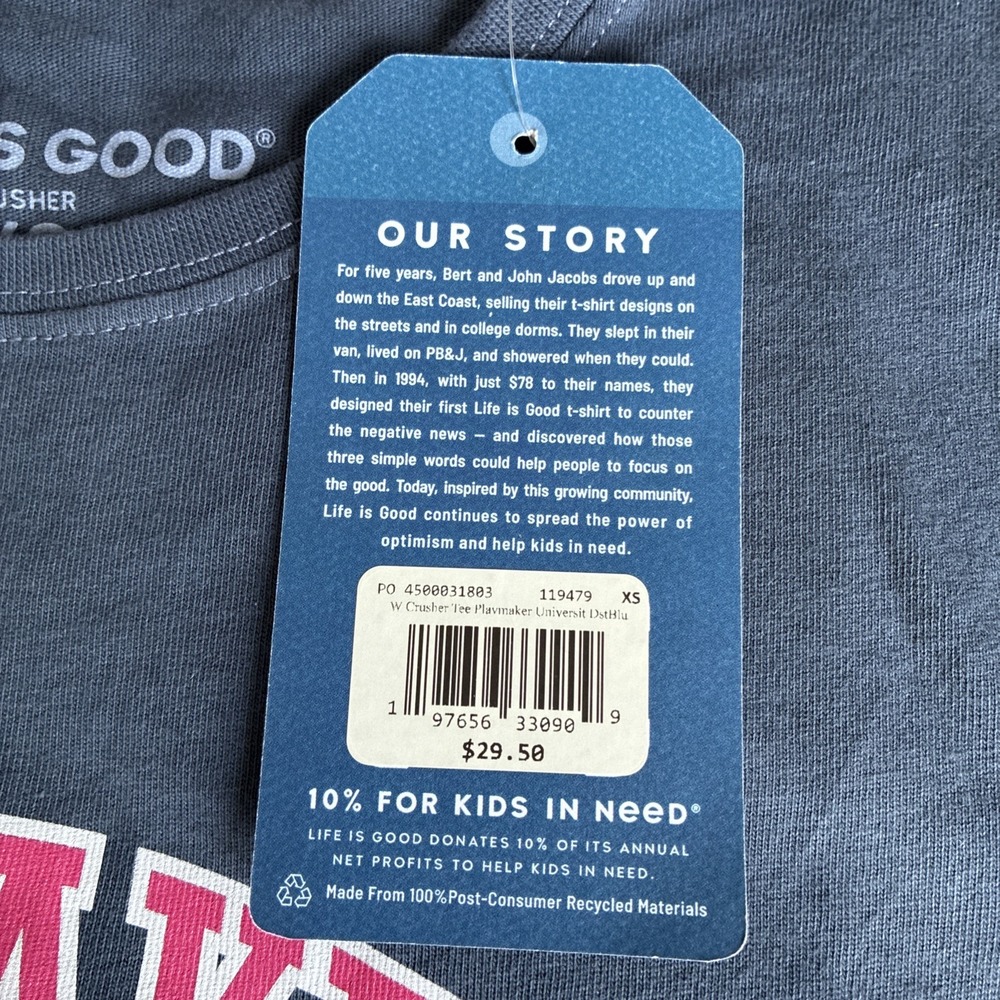 Life Is Good Playmaker University T-Shirt Women's XS New With Tags - Picture 5 of 10